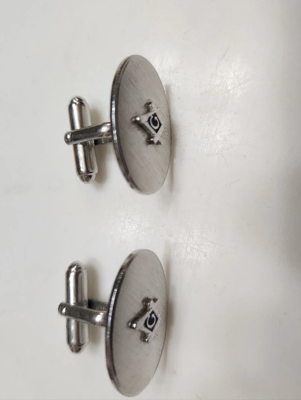Masonic Cufflinks & Tie Tack Set Blue Enamel Square Compass